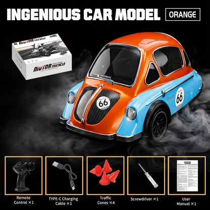 Retro RC Drift-Motorrad 1:43 – 4WD-Dreirad mit LED-Scheinwerfer