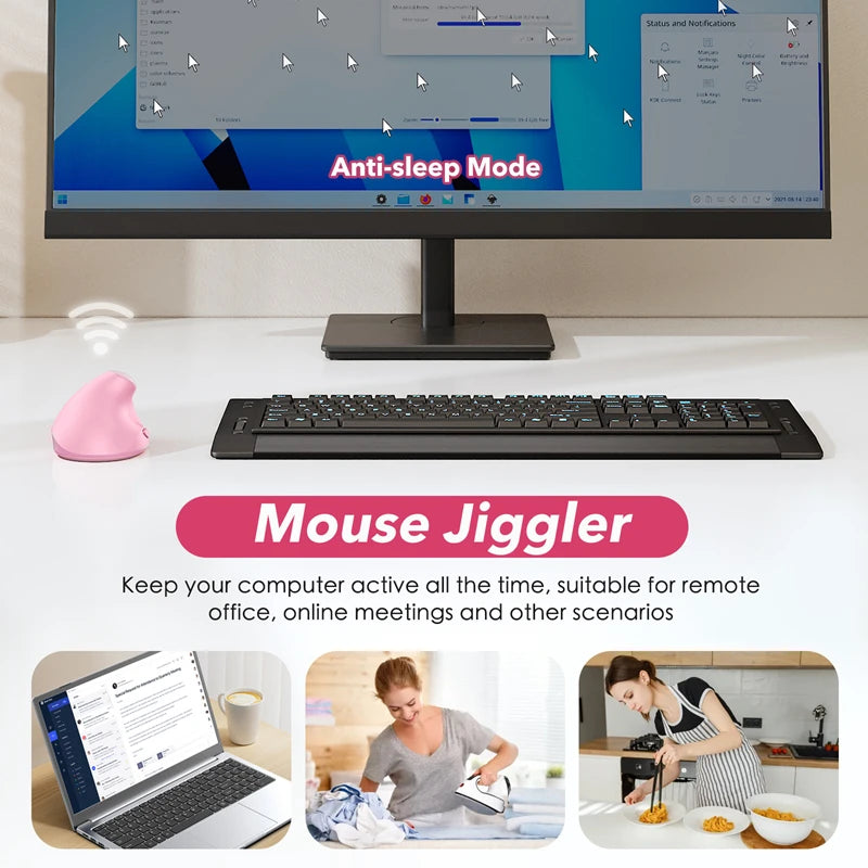 Vertikale kabellose Maus für Linkshänder mit integriertem Jiggler