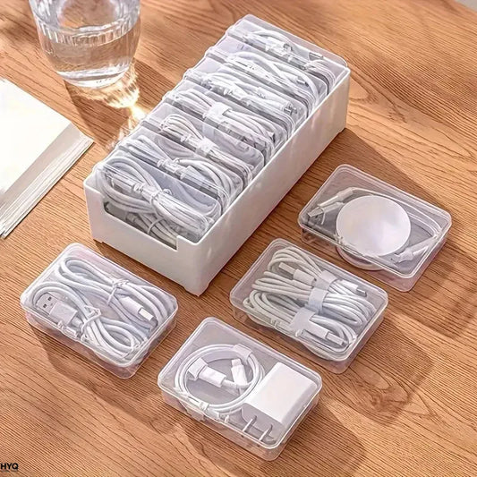 Cable Organiser Storage Box Set – 7 Small + 1 Large Box