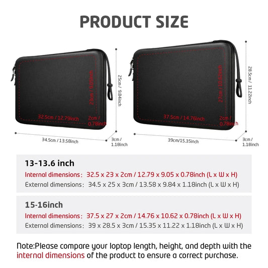 Shockproof EVA Laptop Sleeve – 13 to 16 Inch, Water-Resistant