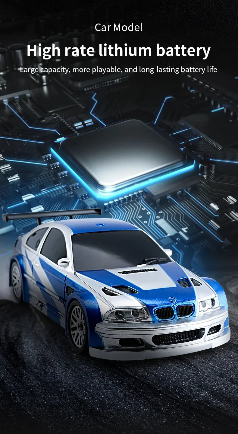 JIABAILE 4302 RC Drift Auto 1:43 mit Gyro 4WD 2,4 GHz Blau-Silber