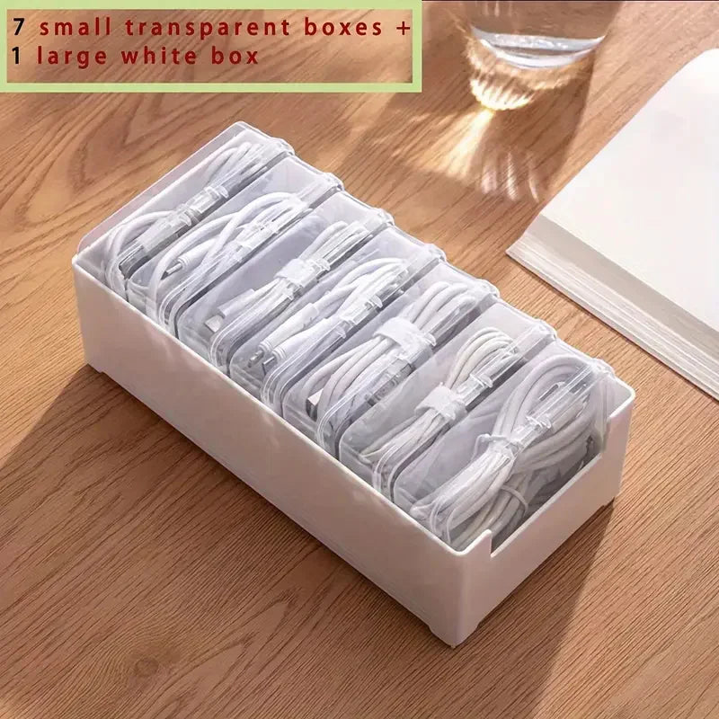 Set aus Kabel-Aufbewahrungsboxen – 7 kleine + 1 große Box