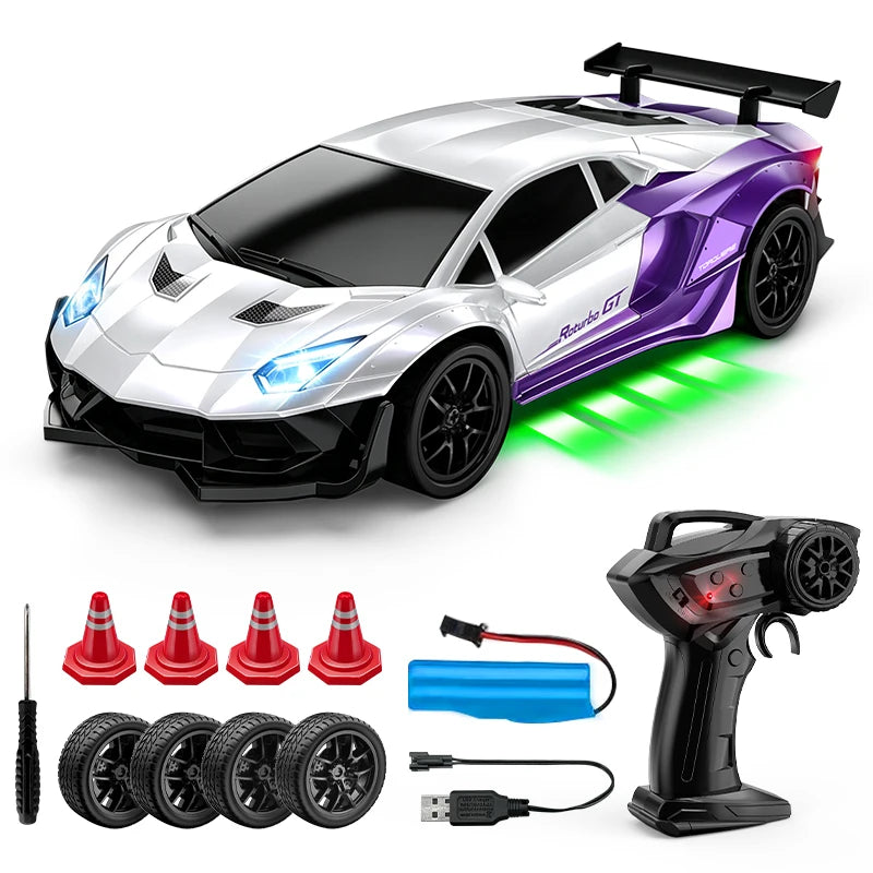 RC-Drift-Auto mit Licht & Ersatz-Driftreifen – High-Speed-ferngesteuertes Auto