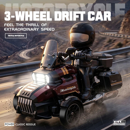Retro RC Drift-Motorrad 1:43 – 4WD-Dreirad mit LED-Scheinwerfer