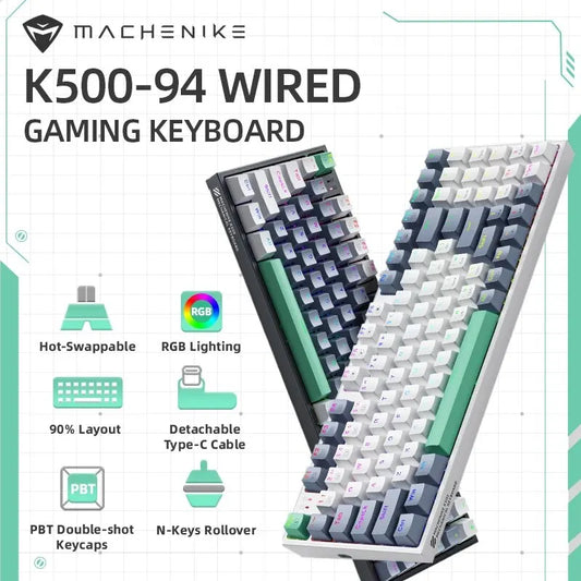 Hot-Swappable RGB Mechanical Gaming Keyboard – 94 Keys, 90% Layout