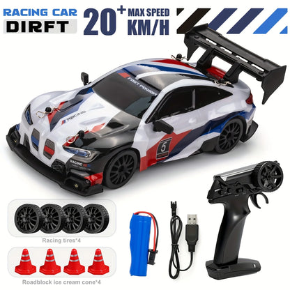 1:24 RC Drift-Auto-Set – 30+ km/h, LED-Beleuchtung, Drift-Reifen & Pylonen