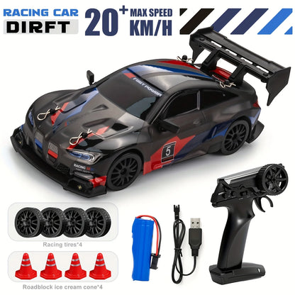 1:24 RC Drift-Auto-Set – 30+ km/h, LED-Beleuchtung, Drift-Reifen & Pylonen