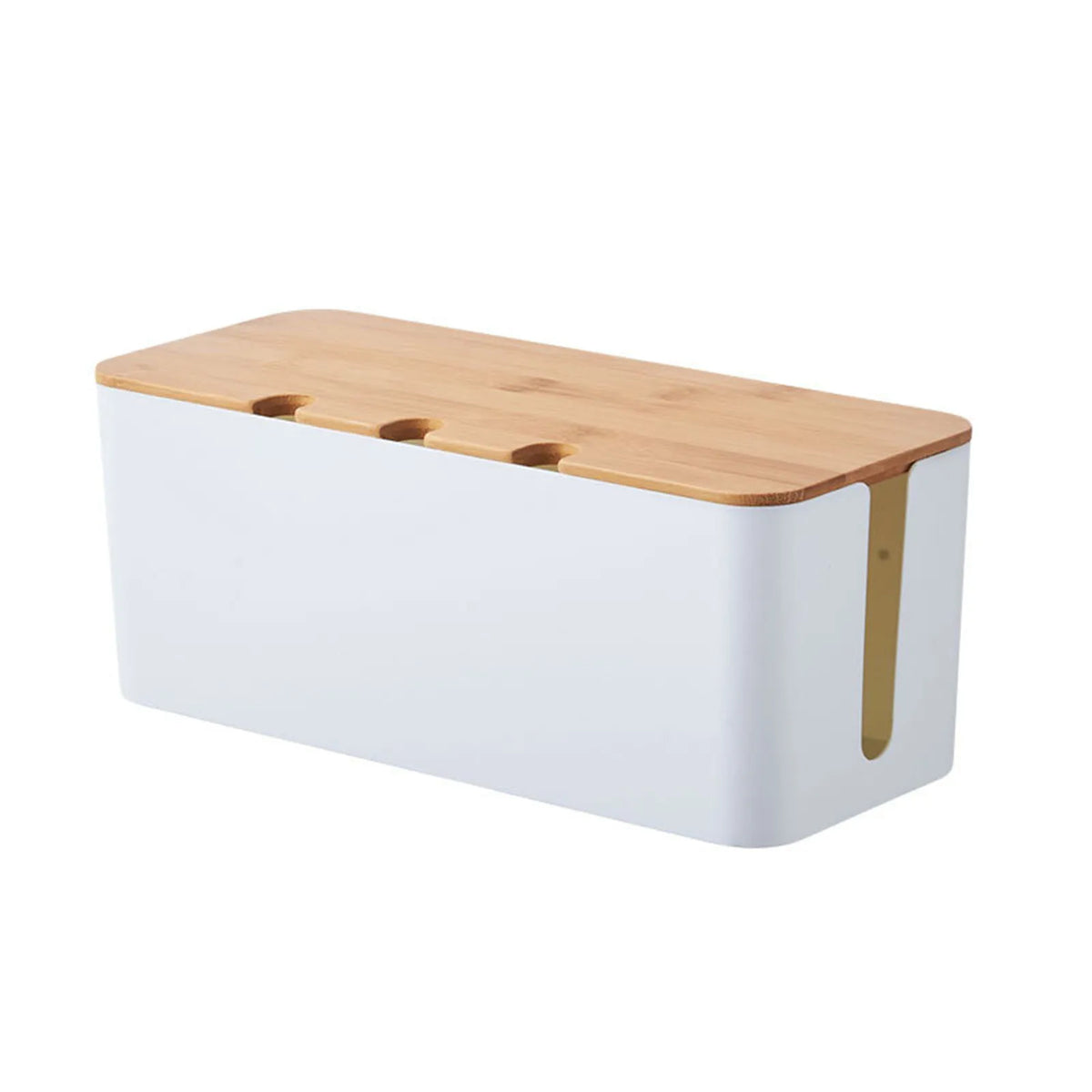 Kabelmanagement-Box mit Holzdeckel – Steckdosenleisten-Organizer