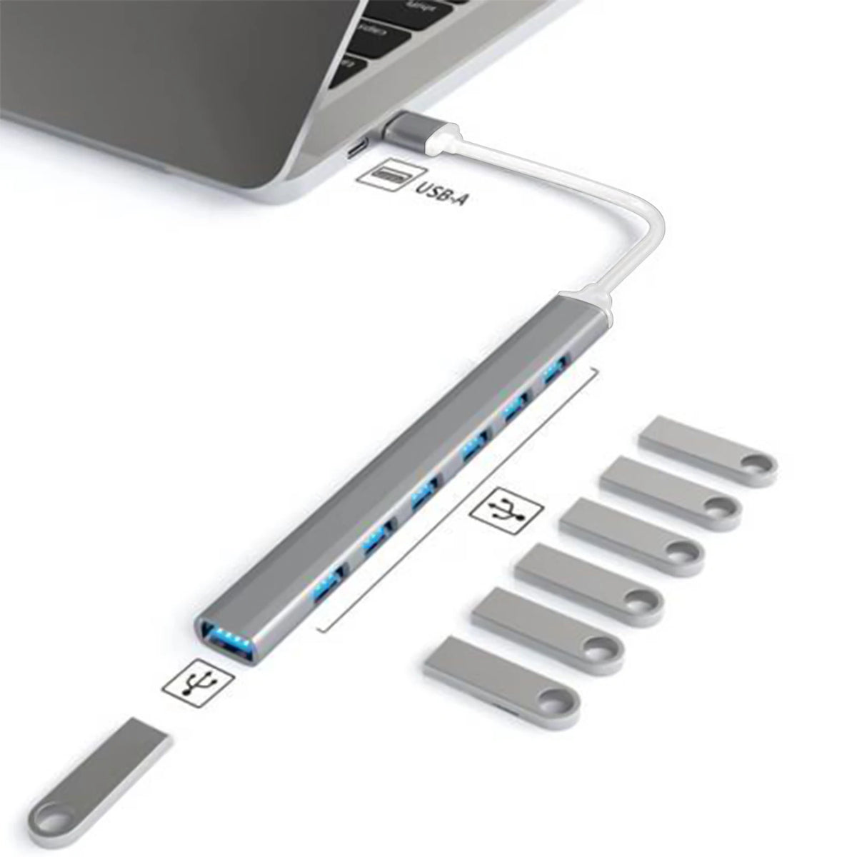 Aluminium USB Hub – 4 oder 7 Ports, USB-C oder USB-A