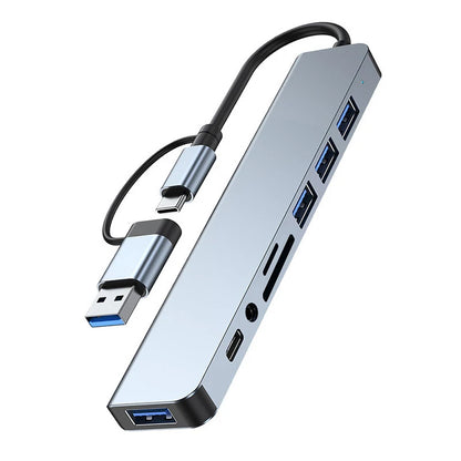 8-in-2 USB-C- & USB-A-Hub mit SD/TF-Kartenleser und Audioanschluss
