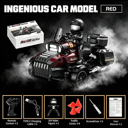Retro RC Drift-Motorrad 1:43 – 4WD-Dreirad mit LED-Scheinwerfer