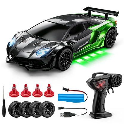 RC-Drift-Auto mit Licht & Ersatz-Driftreifen – High-Speed-ferngesteuertes Auto