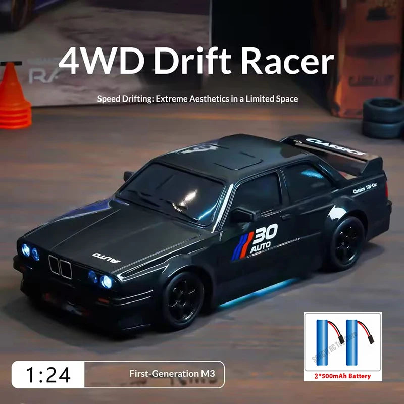 1:24 RC-Drift-Auto – Allradantrieb (4WD), 2,4-GHz-Fernsteuerung, bis zu 20 km/h, LED-Beleuchtung