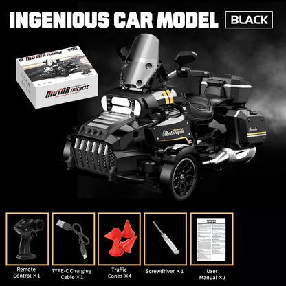Retro RC Drift-Motorrad 1:43 – 4WD-Dreirad mit LED-Scheinwerfer