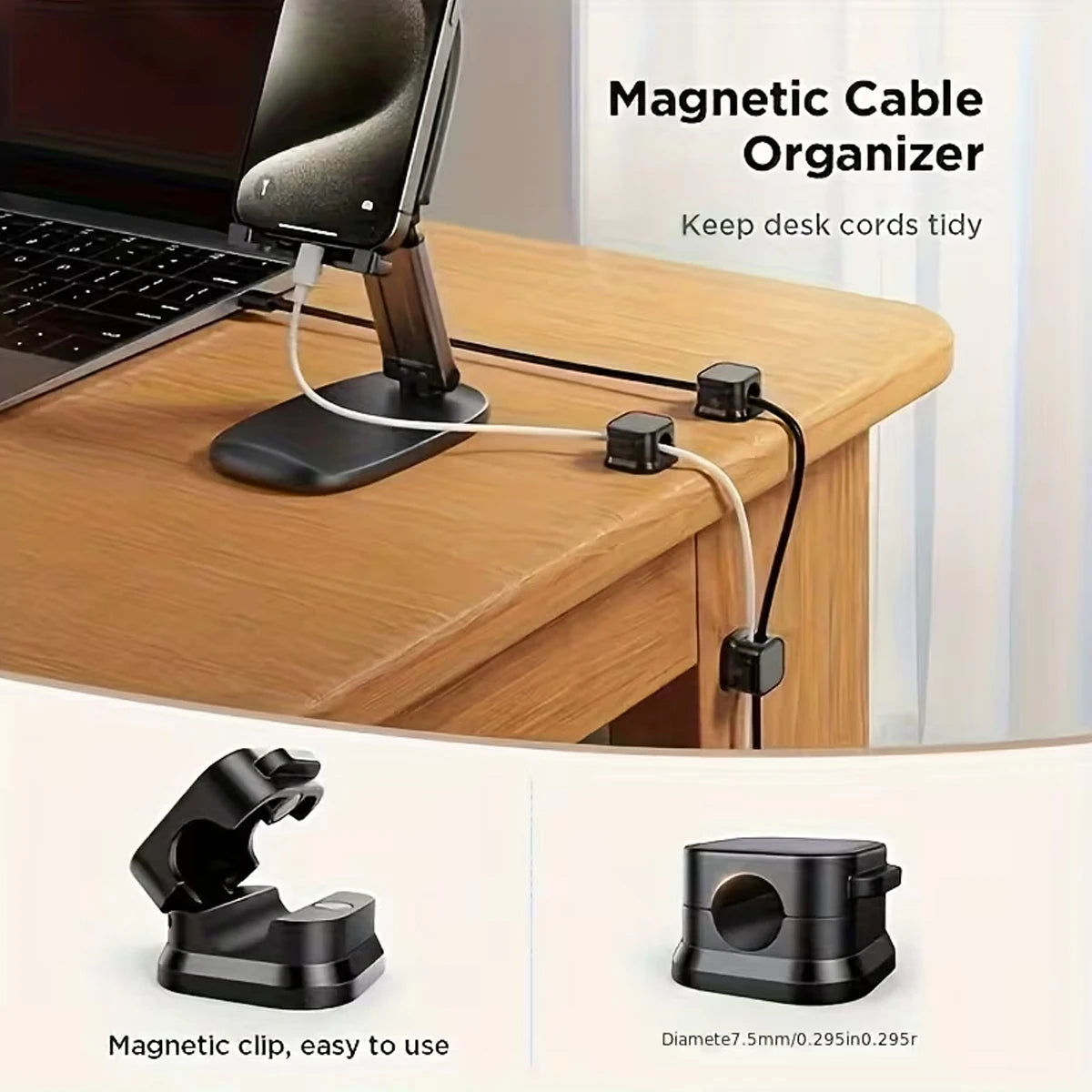 Magnetische Kabelclips – selbstklebender Kabel-Organizer, 6er- oder 12er-Pack