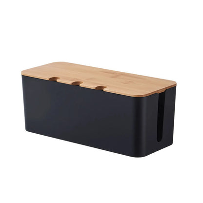 Kabelmanagement-Box mit Holzdeckel – Steckdosenleisten-Organizer