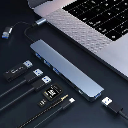 8-in-2 USB-C- & USB-A-Hub mit SD/TF-Kartenleser und Audioanschluss