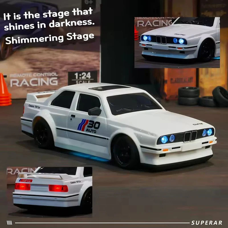 1:24 RC-Drift-Auto – Allradantrieb (4WD), 2,4-GHz-Fernsteuerung, bis zu 20 km/h, LED-Beleuchtung