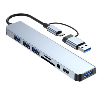 8-in-2 USB-C- & USB-A-Hub mit SD/TF-Kartenleser und Audioanschluss