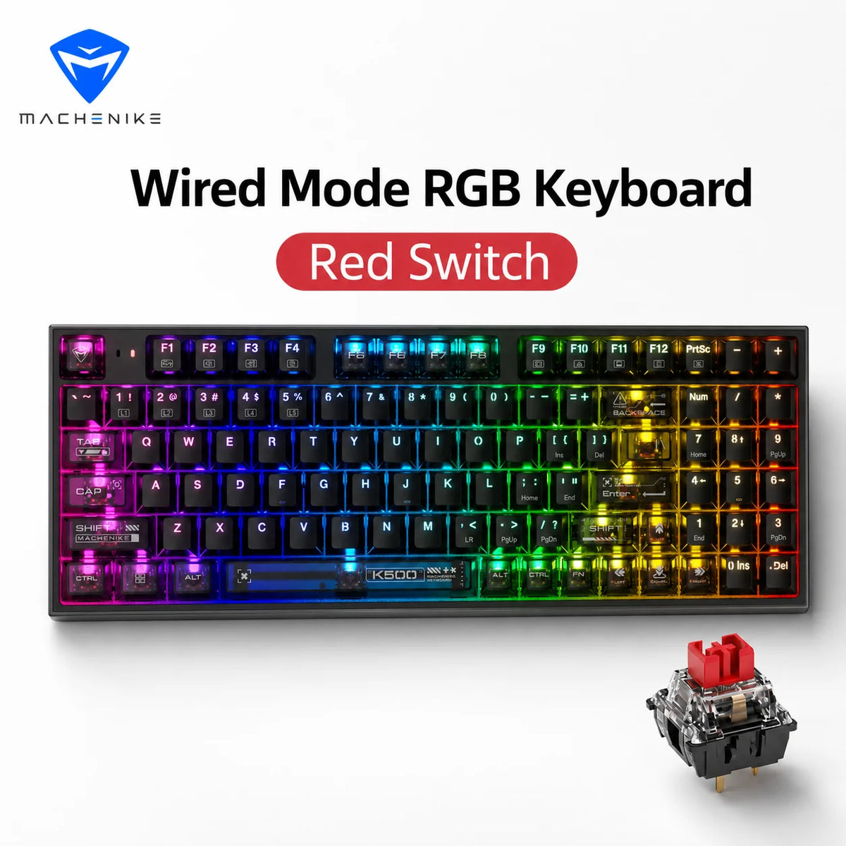 Hot-Swappable RGB Mechanische Gaming-Tastatur – 94 Tasten, 90% Layout