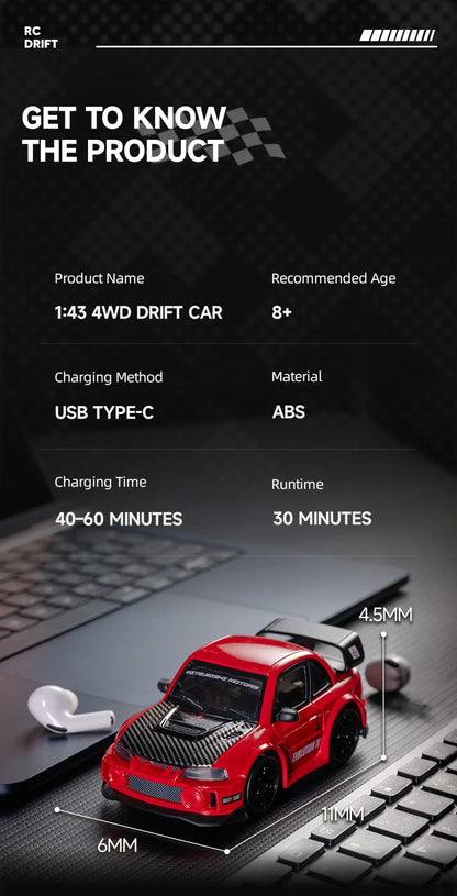 RC Mini Drift Auto 1:43 – Toyota Supra & Mitsubishi Evo | 2,4 GHz