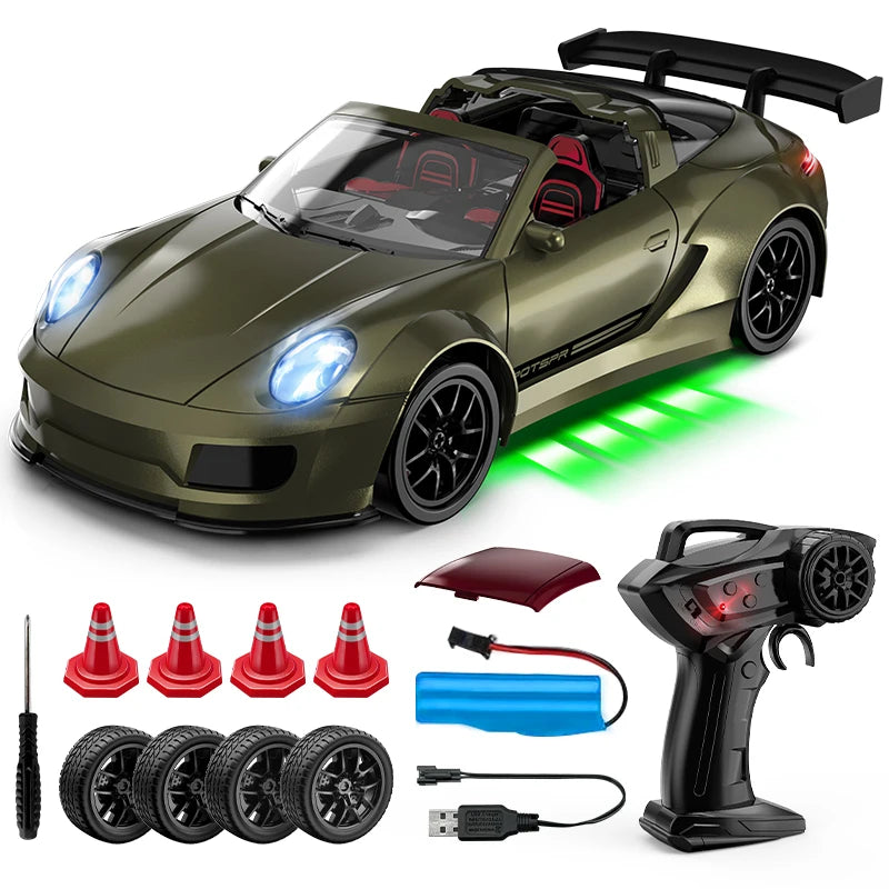 RC-Drift-Auto mit Licht & Ersatz-Driftreifen – High-Speed-ferngesteuertes Auto