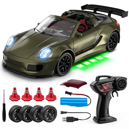 RC-Drift-Auto mit Licht & Ersatz-Driftreifen – High-Speed-ferngesteuertes Auto