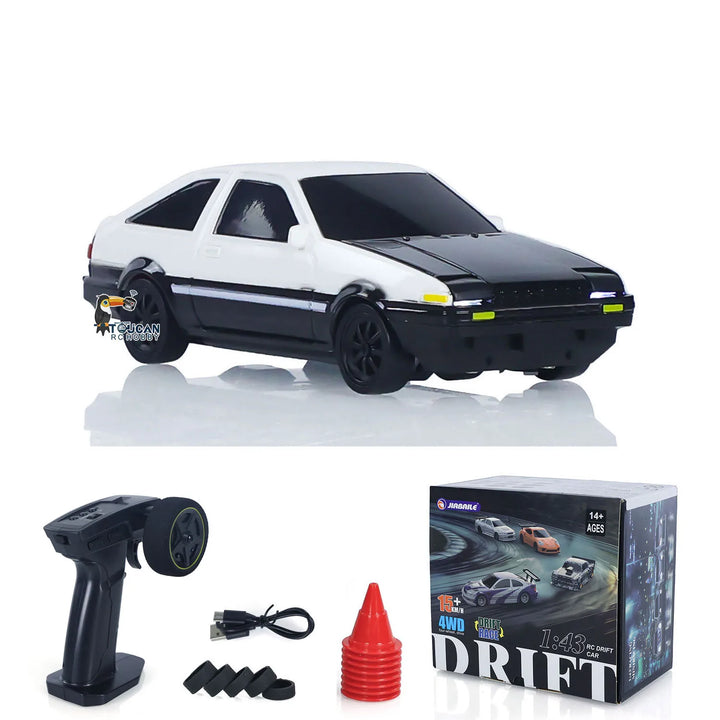 JIABAILE 4306 RC Drift Auto 1:43 mit Gyro 4WD 2,4 GHz Schwarz-Weiß