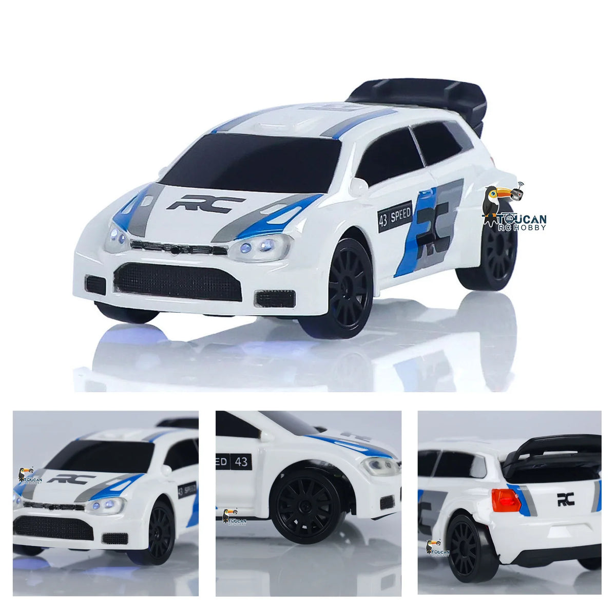 JIABAILE 4307 RC Drift Auto 1:43 mit Gyro 4WD 2,4 GHz Weiß-Blau